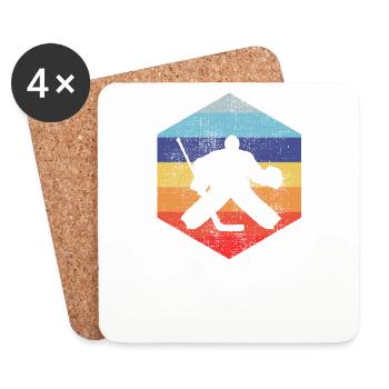 Hockey hockey hockey sur glace goalie cadeau de hockey - Dessous de verre (lot de 4) - blanc - Devant