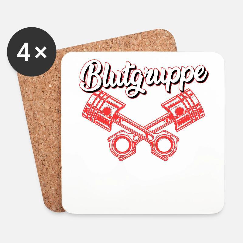 Auto Tuner Spruch Blutgruppe 102 Oktan im Blut - Untersetzer (4er-Set) - Weiß