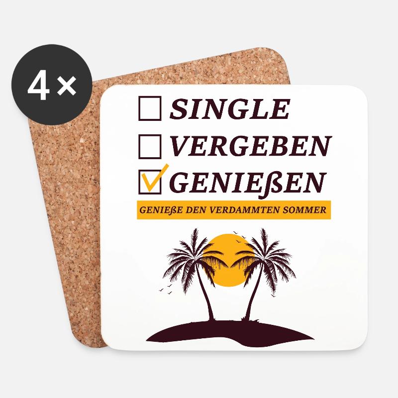 Sommer Spruch Single Urlaub - Untersetzer (4er-Set) - Weiß
