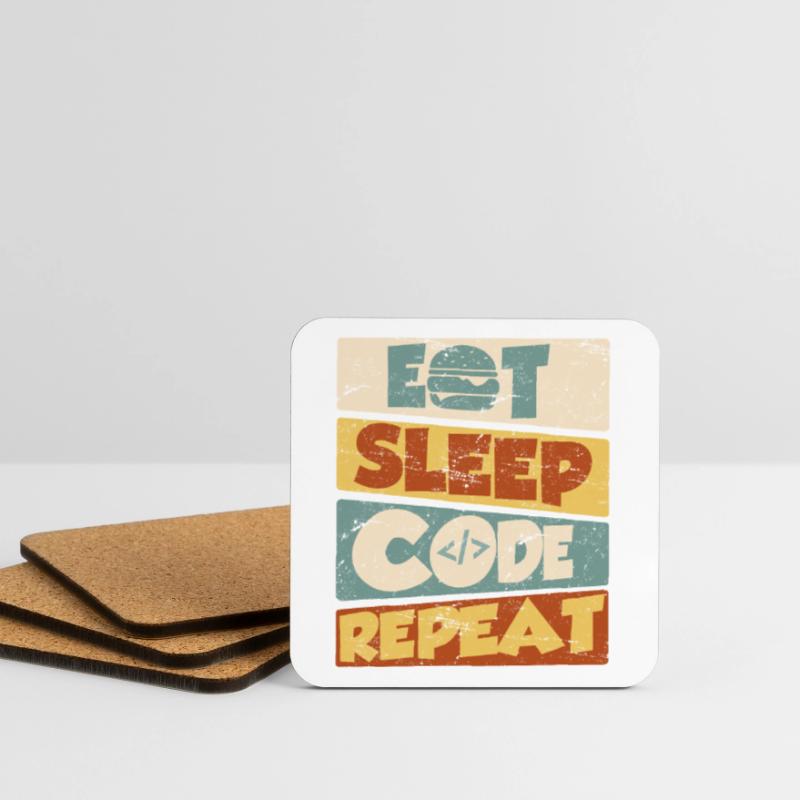 Programmer Developer IT Saying Eat Sleep Code Coasters (set of 4)