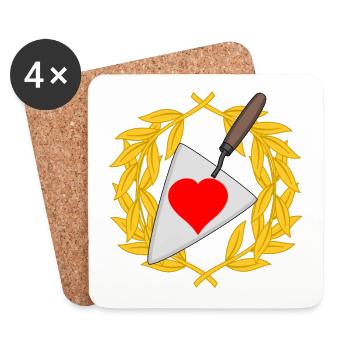 Mason's trowel construction site house construction home building own home building heart - Coasters (set of 4) - white - Front