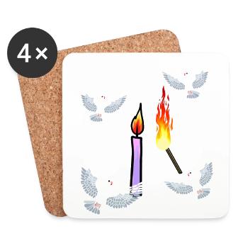 Candle Mourning Doves of Peace Doves Mourning Death God - Coasters (set of 4) - white - Front