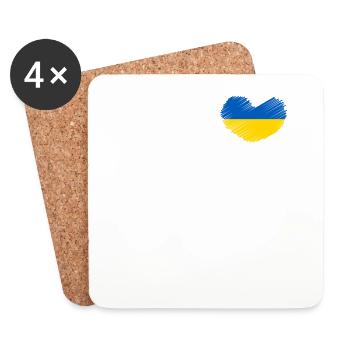 Ukraine Coeur Ukrajina Pays Ukrainien Ukrainien Amusant - Dessous de verre (lot de 4) - blanc - Devant