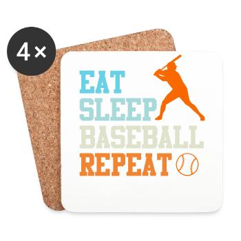 Baseball sort Baseball Logo Eat Sleep Baseball - Dessous de verre (lot de 4) - blanc - Devant