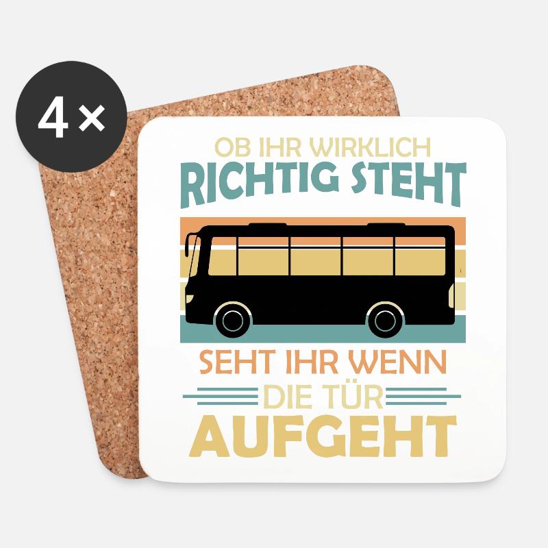 Lustiger Busfahrer Spruch Bus Geschenk Linienbus - Untersetzer (4er-Set) - Weiß