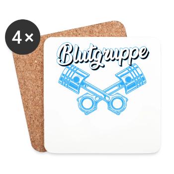 Rennfahrer Auto Tuner Spruch Blutgruppe 102 Oktan - Untersetzer (4er-Set) - Weiß - Vorne