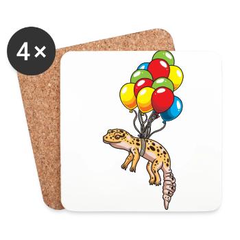 Leopard gecko with balloons gift - Coasters (set of 4) - white - Front