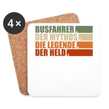 Busfahrer der Mythos die Legende der Held Bus - Untersetzer (4er-Set) - Weiß - Vorne