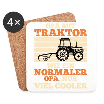 Grandpa Tractor Trekker Gift Farmer Farmer - Coasters (set of 4) - white - Front