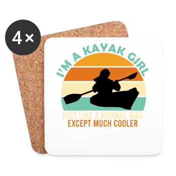 Kayak Women Gift I'm a Kayak Girl Vintage - Coasters (set of 4) - white - Front