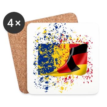 Freundschaft Rumänien Deutsch Flagge shirt flag - Untersetzer (4er-Set) - Weiß - Vorne