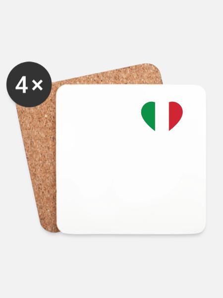 Italien Flagge Land Italia Italiener Herz Fahne - Untersetzer (4er-Set) - Weiß