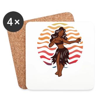 Hula Girl Hawaii Hula Dancer Dress Dance Aloha - Coasters (set of 4) - white - Front
