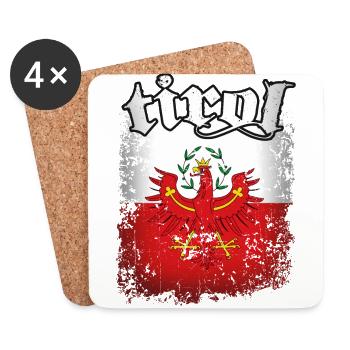 Drapeau Tyrol rétro aigle tyrolienne armoiries - Dessous de verre (lot de 4) - blanc - Devant