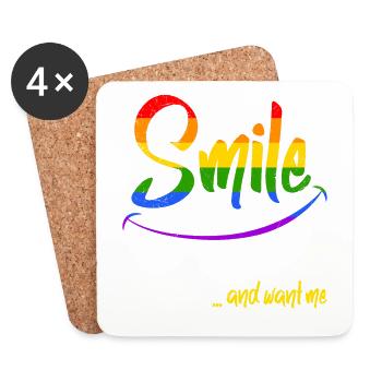Schwulen Spruch Gay Lächle wenn du Schwul bist - Untersetzer (4er-Set) - Weiß - Vorne