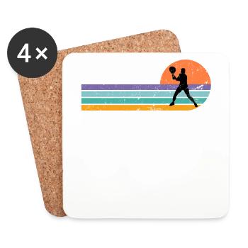Tennis Tennis Player Vintage Logo Tennis - Coasters (set of 4) - white - Front