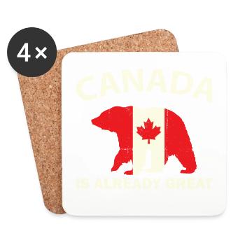 CANADIAN FLAG BEAR CANADA IS ALREADY GREAT Canada - Coasters (set of 4) - white - Front