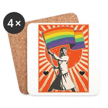 Gay Trans Queer Pride Rainbow Flag Equality LGBT - Dessous de verre (lot de 4) - blanc - Devant