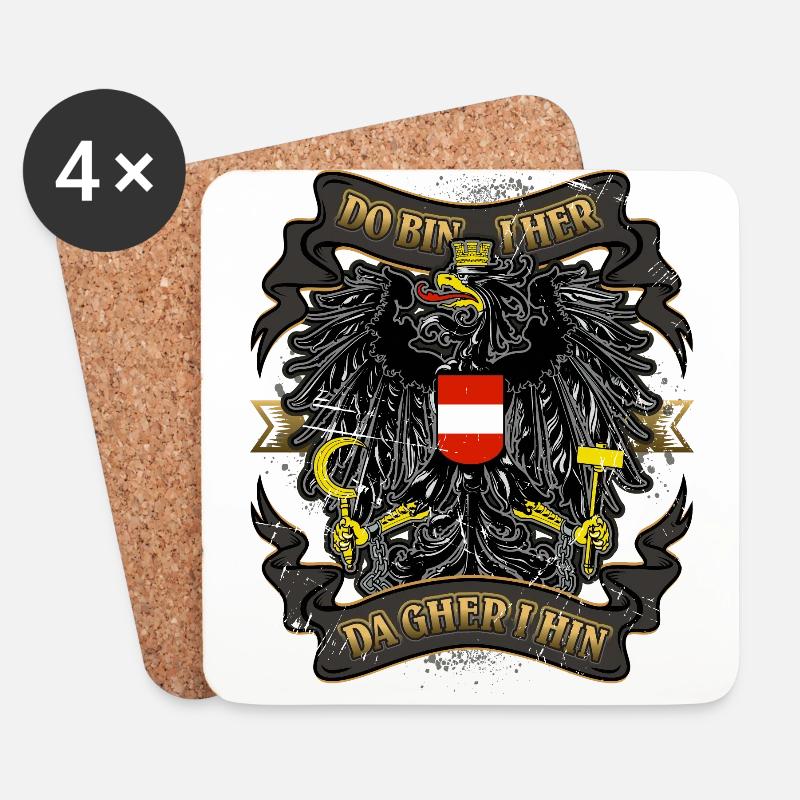 Österreich Do bin i her Spruch Adler Dialekt - Untersetzer (4er-Set) - Weiß