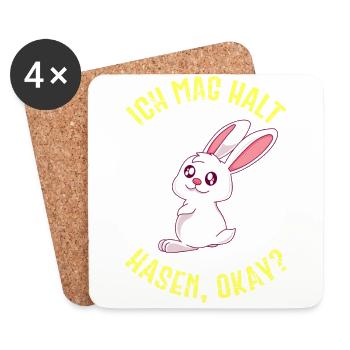 Ich mag halt Hasen, ok? Lustiger Kaninchen Spruch - Untersetzer (4er-Set) - Weiß - Vorne