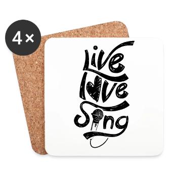 Lebe Liebe Singe Sänger Karaoke Singen Gesang - Untersetzer (4er-Set) - Weiß - Vorne