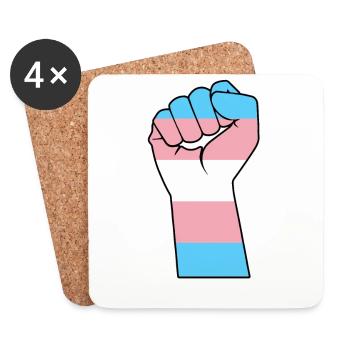 Transgender Flag Transsexual Fist Trans Pride - Coasters (set of 4) - white - Front