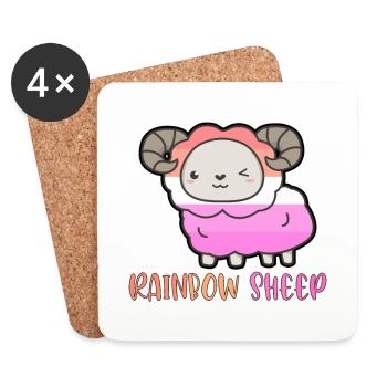 Lesbian saying Rainbow Sheep LGBT Pride sheep - Coasters (set of 4) - white - Front