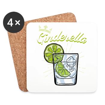 Ginderella Gin Junggesellenabschied JGA Party - Untersetzer (4er-Set) - Weiß - Vorne