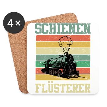 Schienen Flüsterer Eisenbahner Modelleisenbahn - Untersetzer (4er-Set) - Weiß - Vorne