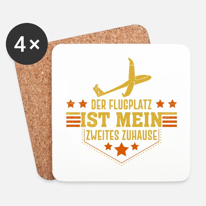 Flugplatz ist mein zweites Zuhause Segelflug - Untersetzer (4er-Set) - Weiß
