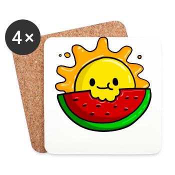 Melonen - Untersetzer (4er-Set) - Weiß - Vorne
