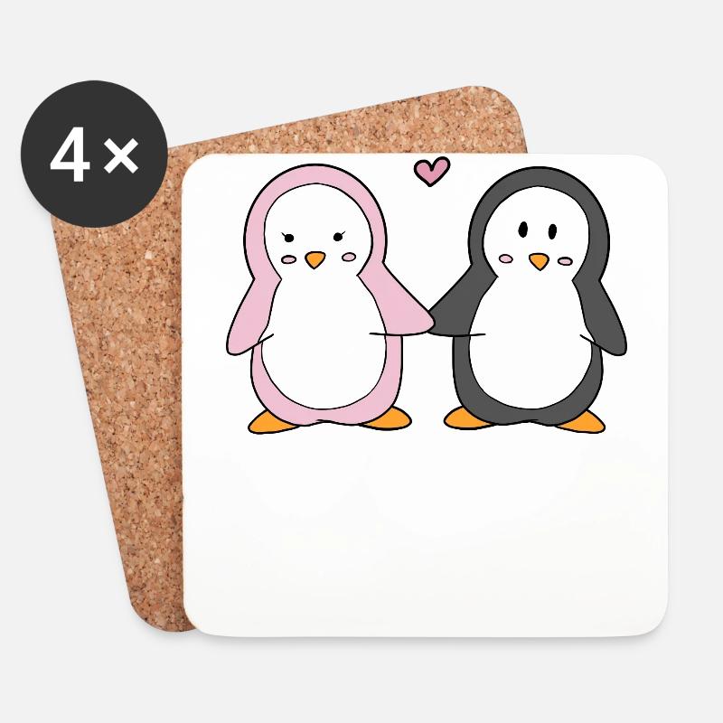 Pinguin - Untersetzer (4er-Set) - Weiß
