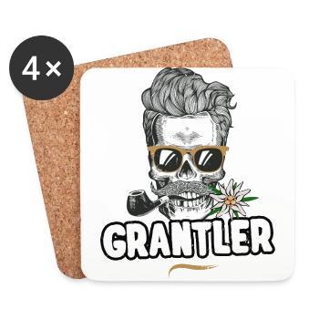 Grantler Totenkopf Bayern Bua Bayrischer Dialekt - Untersetzer (4er-Set) - Weiß - Vorne
