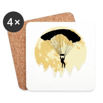 Fallschirmspringer Vollmond Skydiving Logo - Untersetzer (4er-Set) - Weiß - Vorne