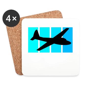 Piloten Spruch Segelflugzeug Antriebslos aber - Untersetzer (4er-Set) - Weiß - Vorne