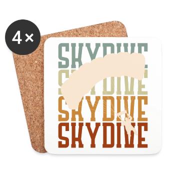 Skydiver Vintage Logo Fallschirmspringer Retro - Untersetzer (4er-Set) - Weiß - Vorne