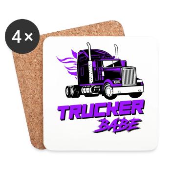 Truck Driver Trucker Babe Quote Truck Truck - Coasters (set of 4) - white - Front