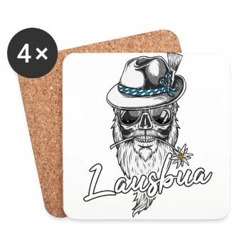Lausbua Bayern Tracht Totenkopf cool - Untersetzer (4er-Set) - Weiß - Vorne