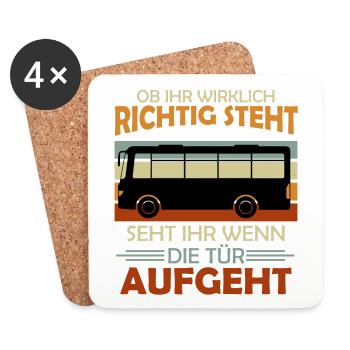 Busfahrer Spaß Geschenk Bus Fahrt Schulbus - Untersetzer (4er-Set) - Weiß - Vorne
