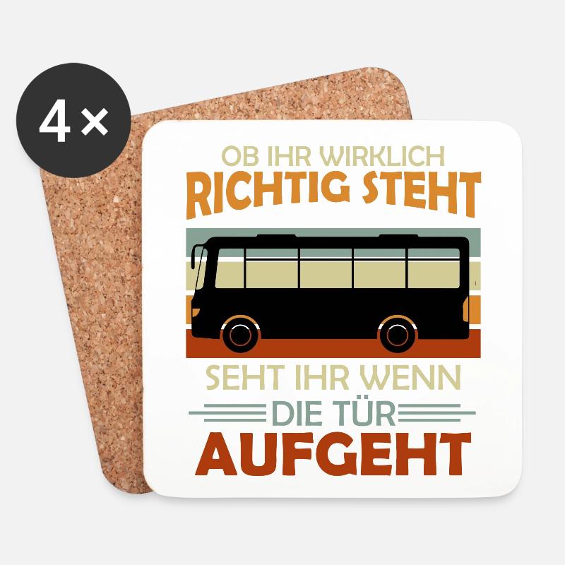 Busfahrer Spaß Geschenk Bus Fahrt Schulbus - Untersetzer (4er-Set) - Weiß