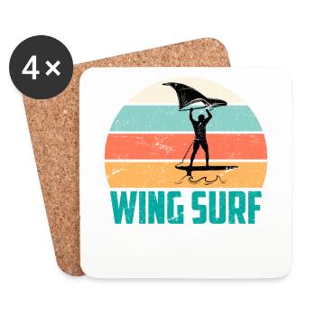 Wing Foil Silhouette Wing Surfer Foiler Geschenk - Untersetzer (4er-Set) - Weiß - Vorne