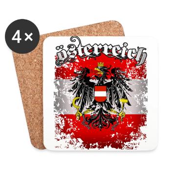 Österreich Fahne Flagge Retro Adler Wappen - Untersetzer (4er-Set) - Weiß - Vorne
