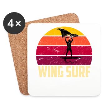 Retro Wing Surf Wing Foil Geschenk Foil Surf - Coasters (set of 4) - white - Front