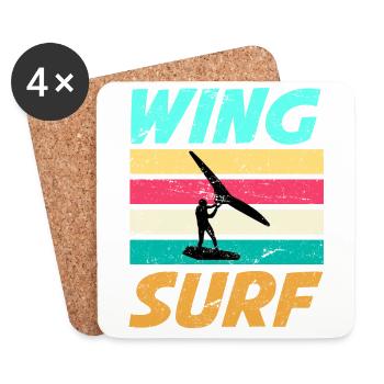 Wing Foil Retro Vintage Wing Surf Wingsurfer - Untersetzer (4er-Set) - Weiß - Vorne