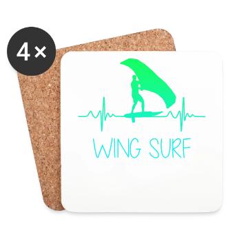 Wing Surf Wing Foil Herzschlag Herzlinie Herz - Untersetzer (4er-Set) - Weiß - Vorne