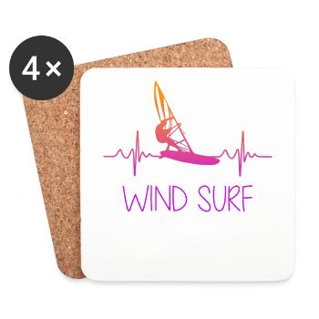 Windsurfer Frauen Geschenk Herzschlag Herz - Dessous de verre (lot de 4) - blanc - Devant