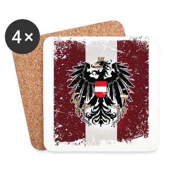 Österreich Fahne Flagge Wappen Adler Retro Austria - Untersetzer (4er-Set) - Weiß - Vorne