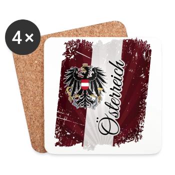 Österreich Fahne Flagge Adler Wappen - Untersetzer (4er-Set) - Weiß - Vorne