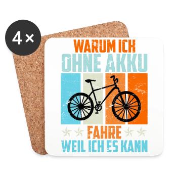 Fahrradfahrer Spruch ohne Akku Motor Anti E-Bike - Untersetzer (4er-Set) - Weiß - Vorne