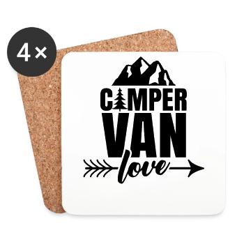 Campervan Liebe Wohnmobil Wohnwagen Camper Van - Untersetzer (4er-Set) - Weiß - Vorne